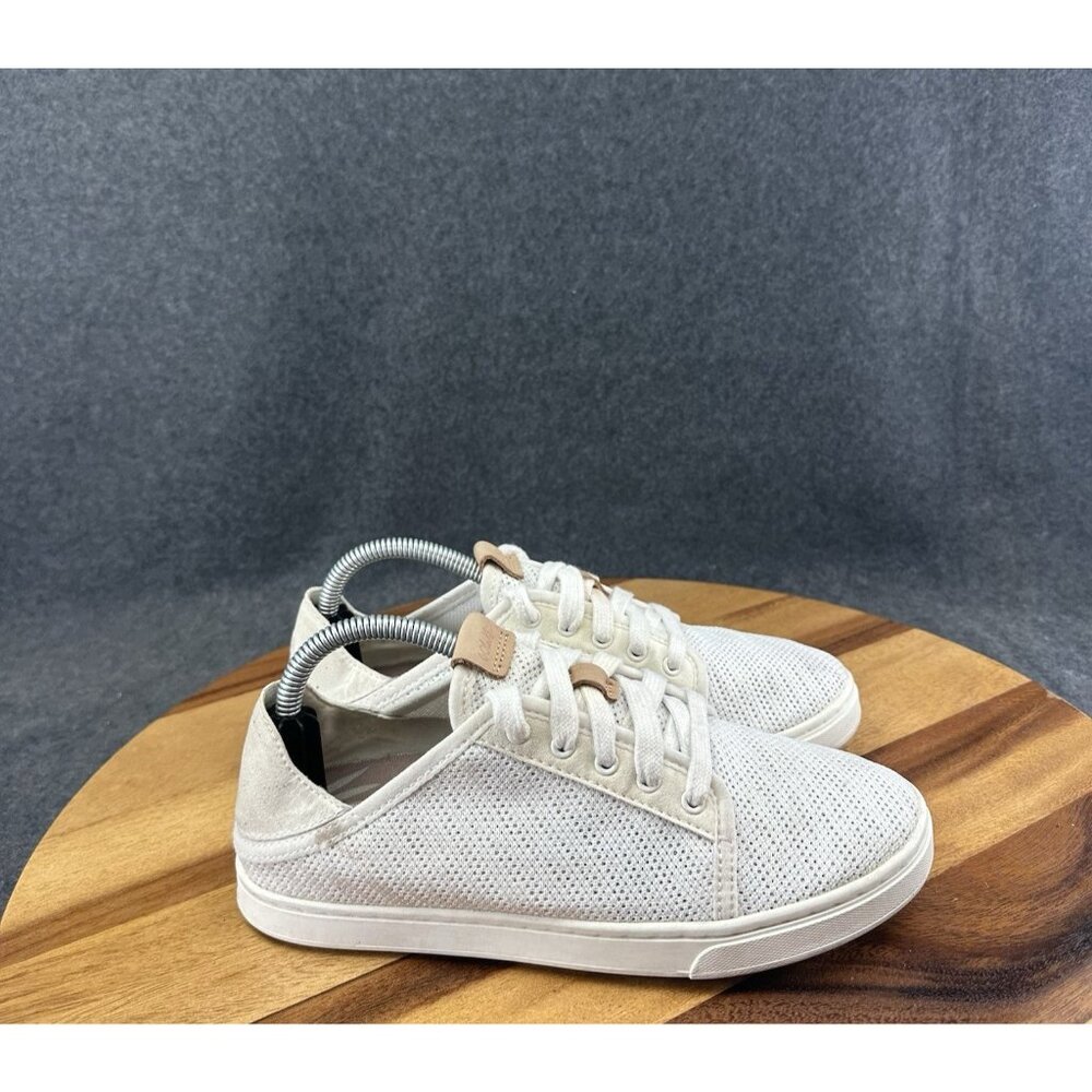 OluKai Pehuea Li Shoes Womens 6 White Mesh Lace Up Drop-In Heel 20379
